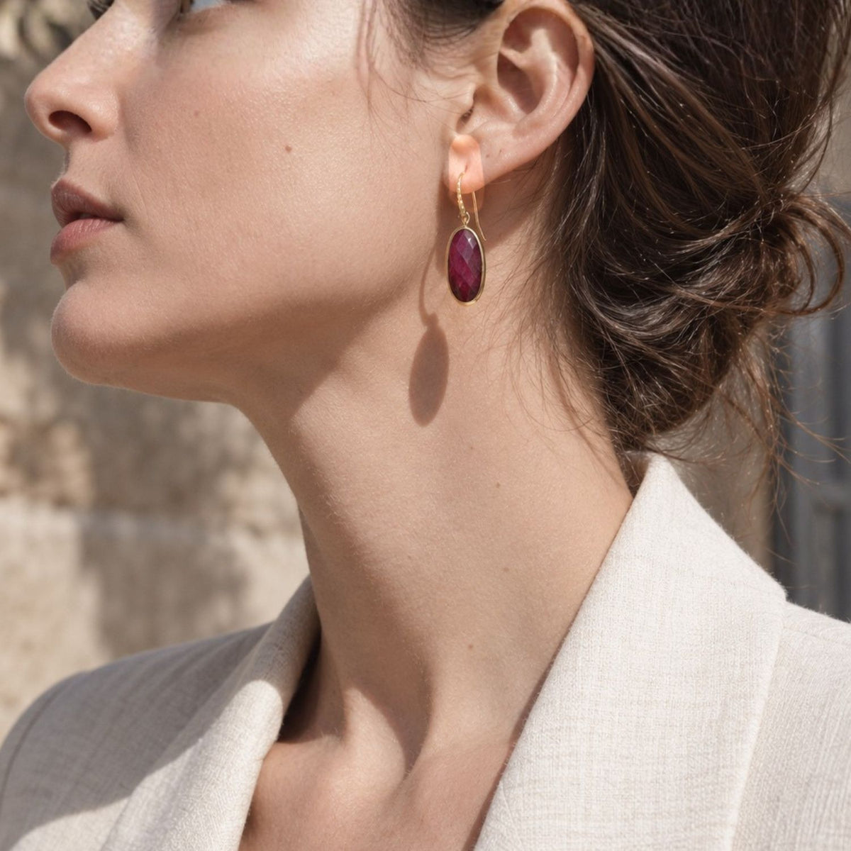 Charis Oval Gemstone Earrings Ruby