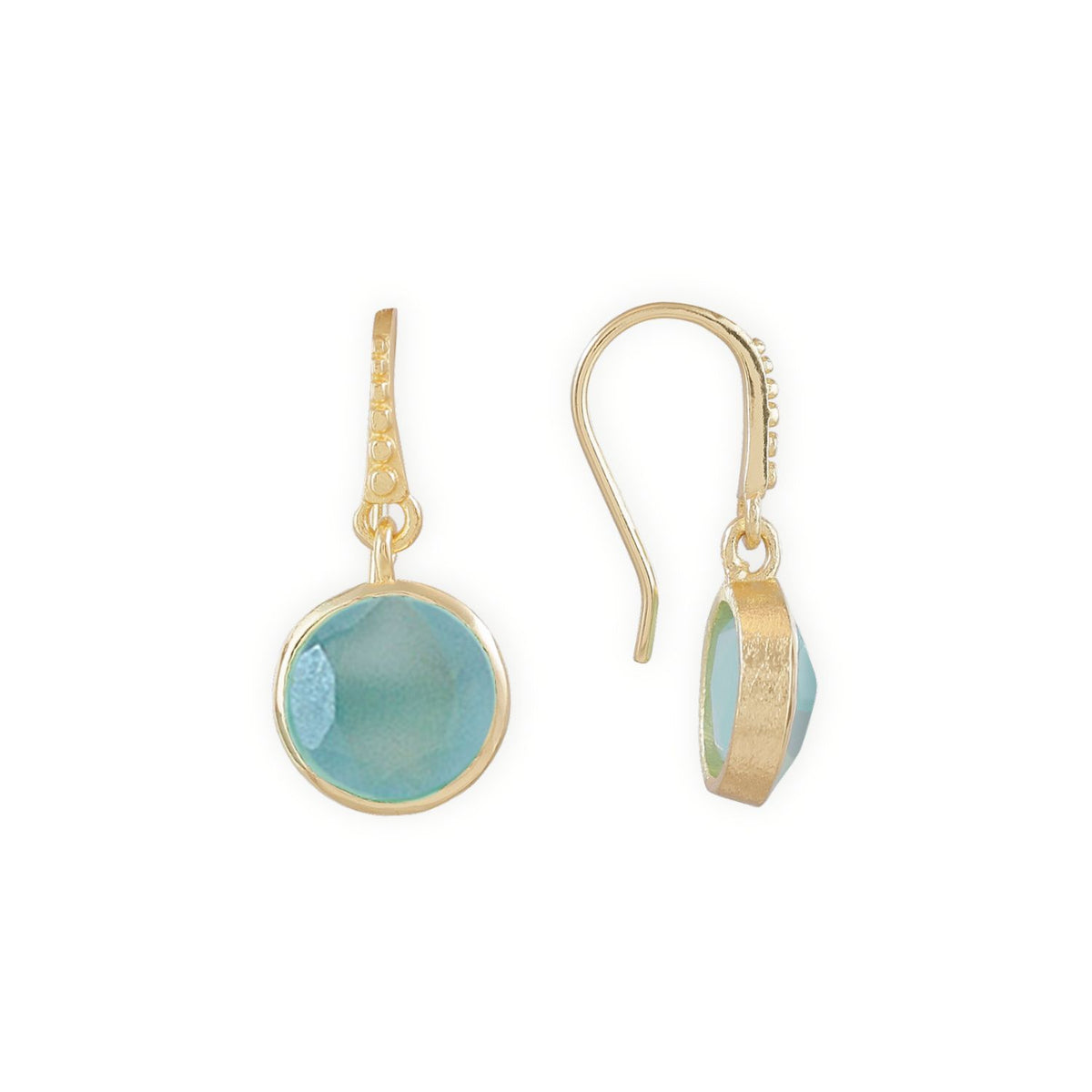 Charis Round Gemstone Earrings Aqua Onyx
