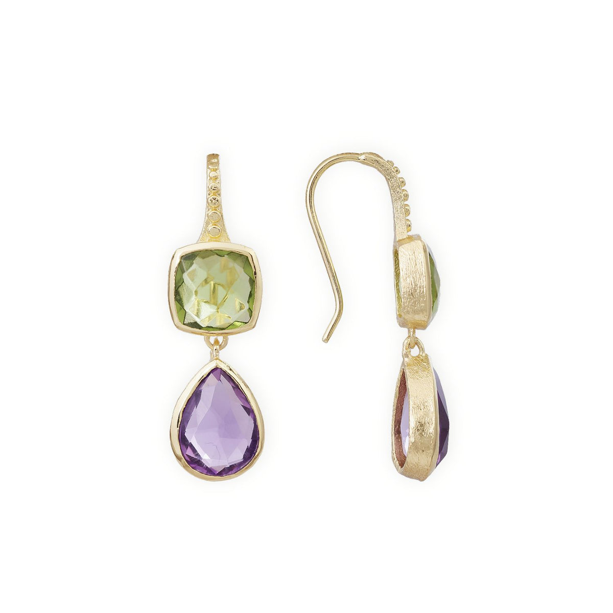 Charis Double Gemstone Earrings Peridot & Amethyst