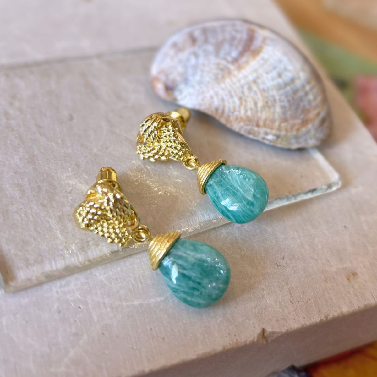 Knot Drop Gemstone Earrings Amazonite