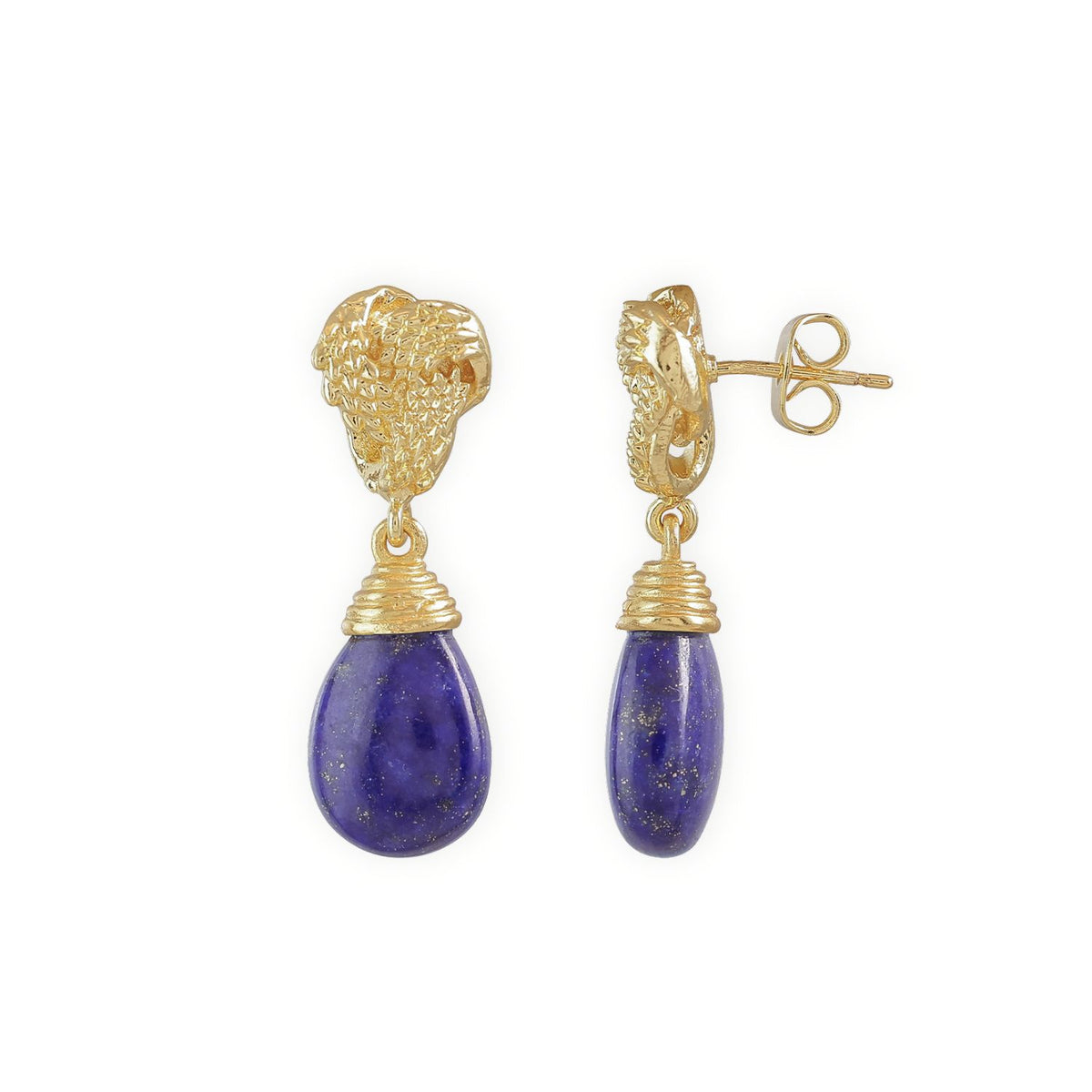 Knot Drop Gemstone Earrings Lapis
