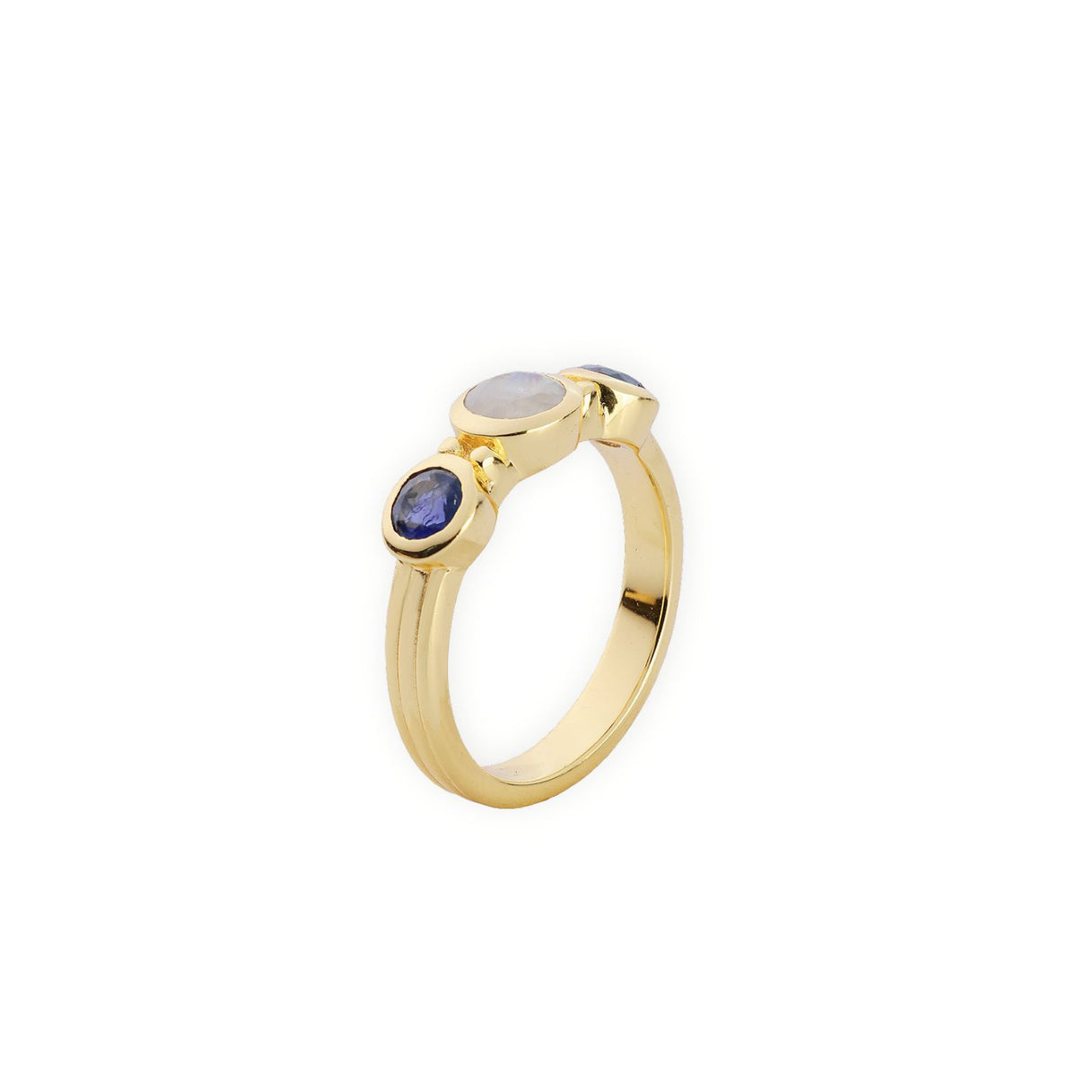 Iris Three Gemstones Ring Moonstone & Iolite