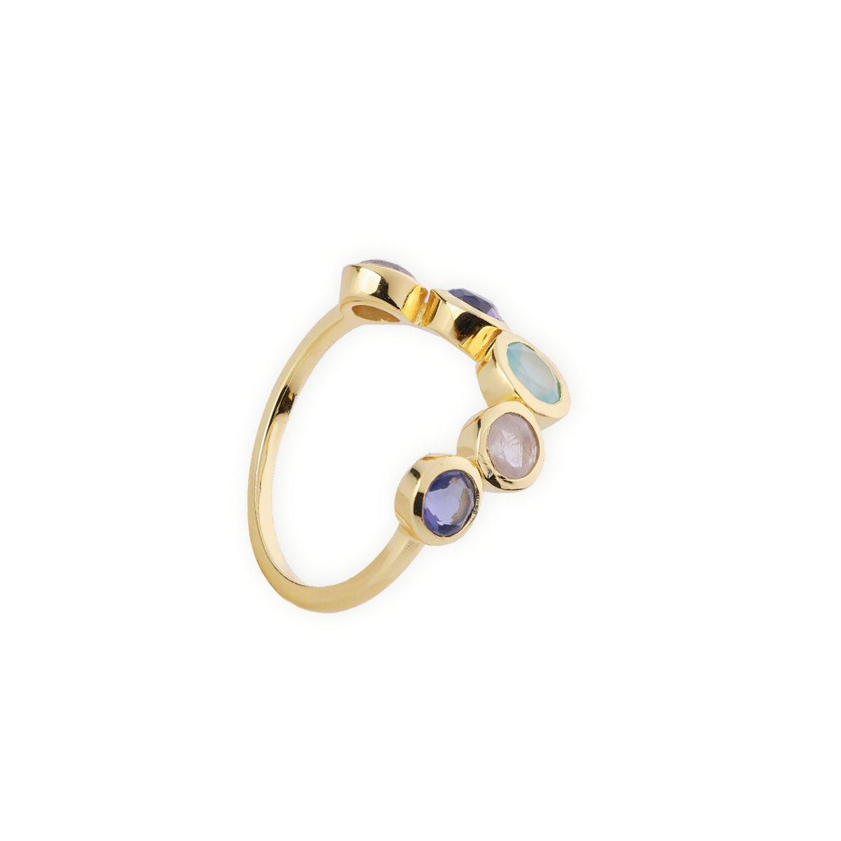 Iris Five Gemstones Ring Aqua Onyx, Labradorite, Moonstone & Iolite