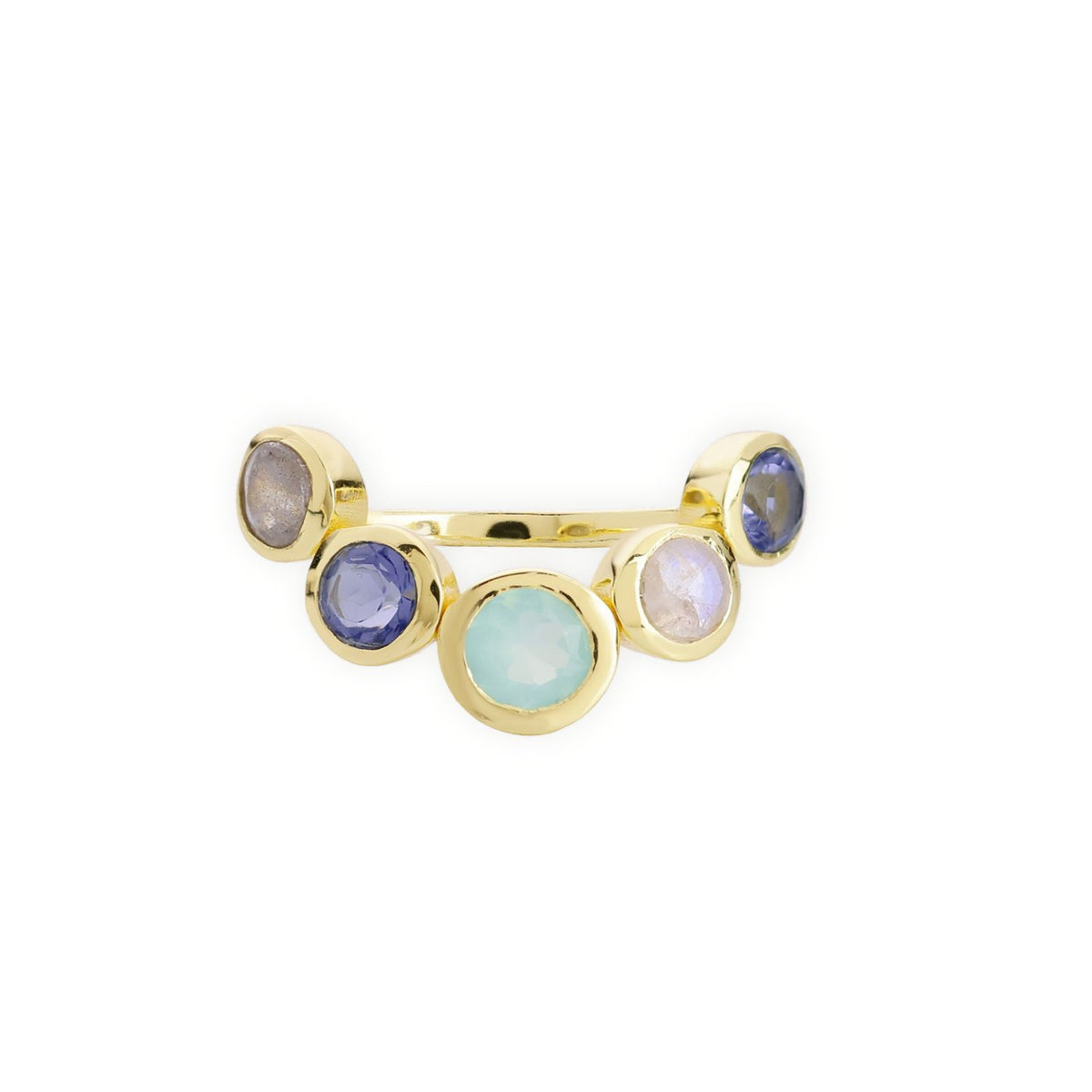 Iris Five Gemstones Ring Aqua Onyx, Labradorite, Moonstone & Iolite
