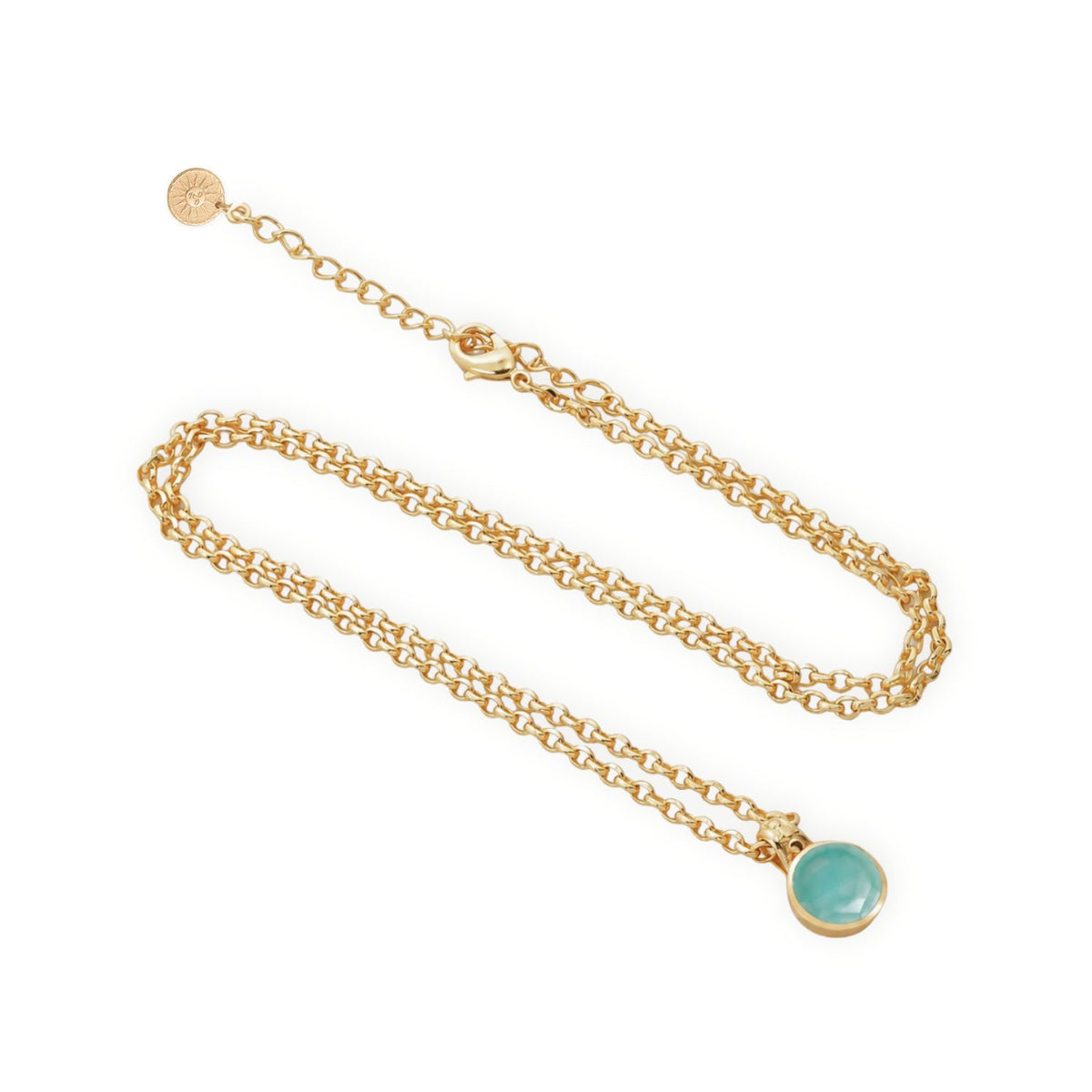 Charis Round Gemstone Necklace Aqua Onyx