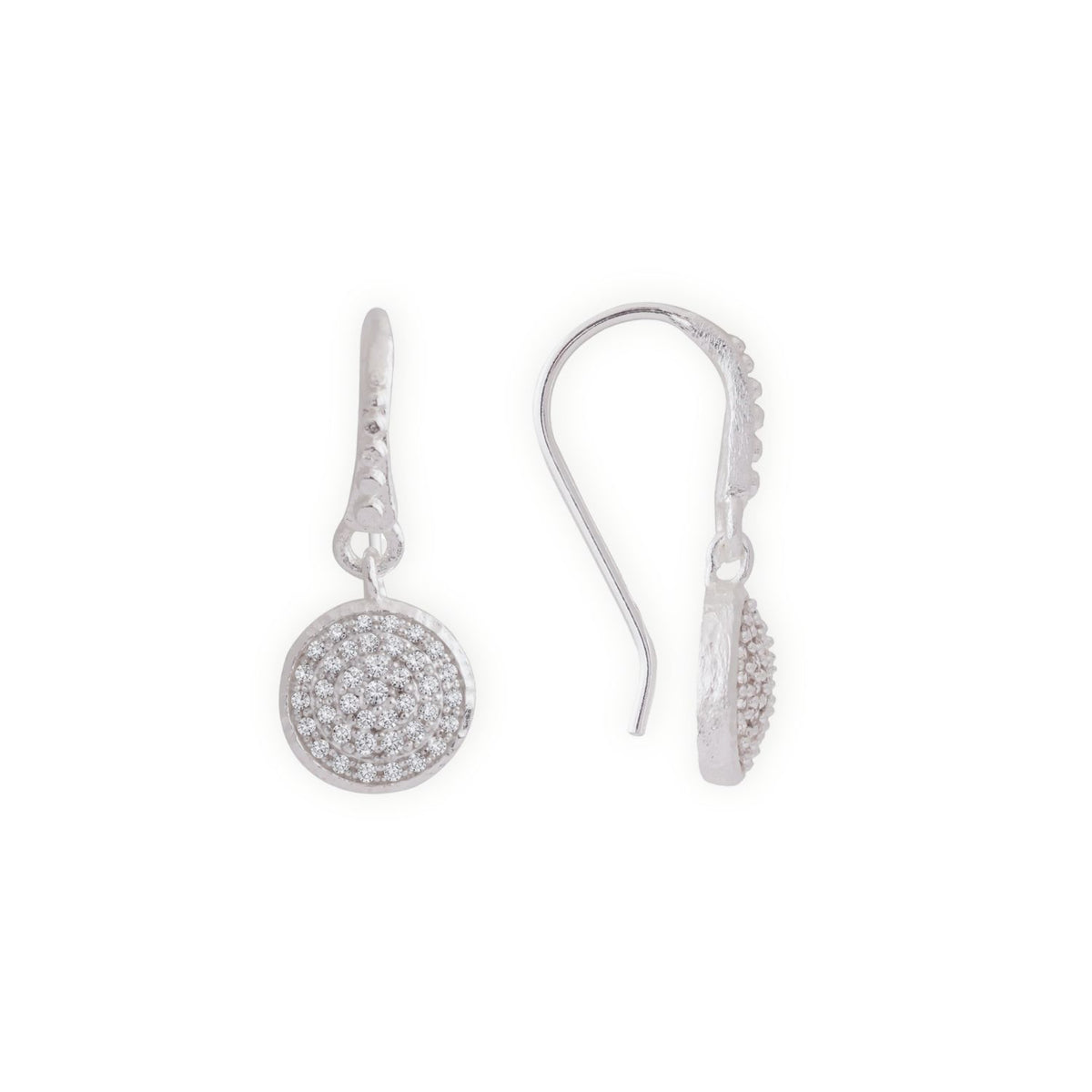 Scintilla Pavé Medallion Drop Earrings Silver