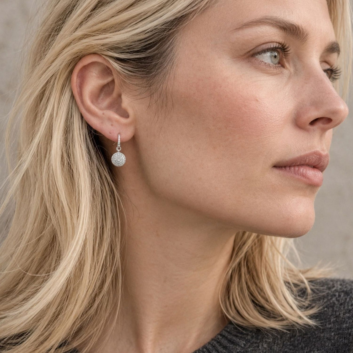 Scintilla Pavé Medallion Drop Earrings Silver