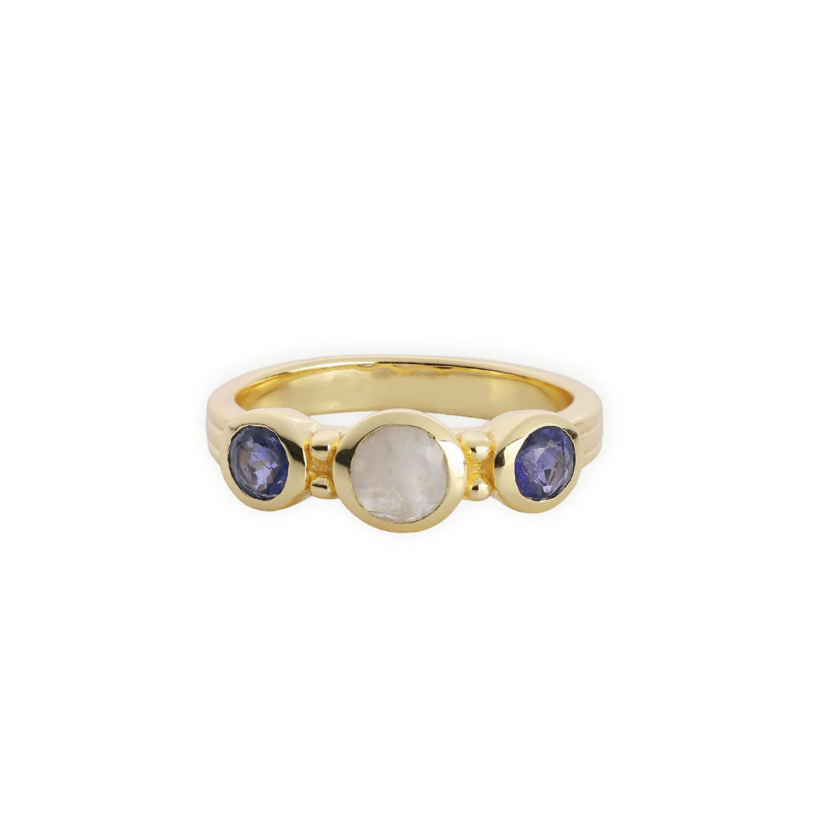 Iris Three Gemstones Ring Moonstone & Iolite